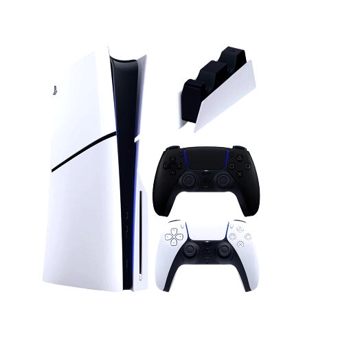 Игровая консоль Sony PlayStation 5 Slim Blu-ray 1 ТБ, белая + 2 геймпада + зарядная станция